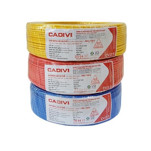 Dây Cáp Điện Đơn CaDiVi CV 1.5, 2.5, 4 , 6 , 8 mm2