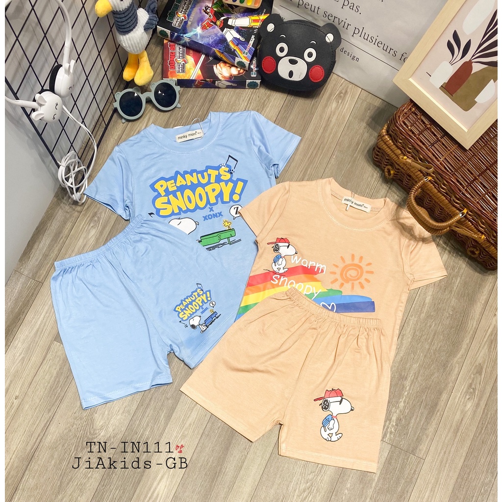 Bộ Cộc Tay THUN LẠNH MINKY MOM In Hình Snoopy Ngộ Nghĩnh Cho Bé TN-IN111