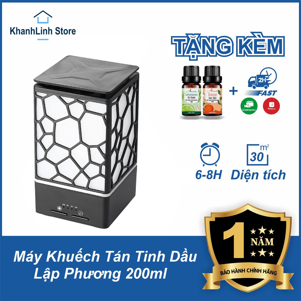 Máy Xông Tinh Dầu, khuếch tán, phun sương trong không khí Hình Lập Phương + Tặng Tinh Dầu, Giá sỉ từ 160k