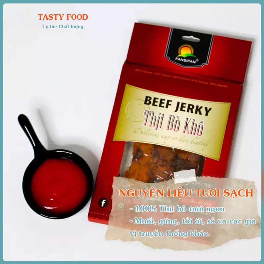 Bò khô miếng Fansipan gói 100g,thịt khô bò miếng loại 1 đồ ăn vặt Tasty Food