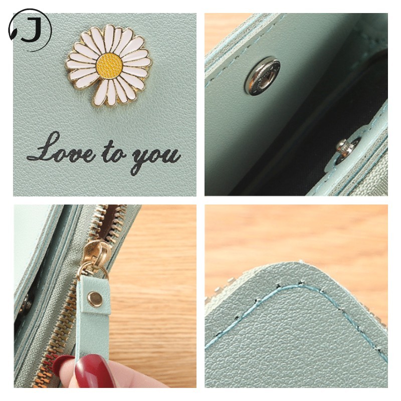 Ví da PU  Cầm Tay Ngắn đẹp mini họa tiết hình hoa cúc thời trang dành Bóp đựng tiền cho nữ | BigBuy360 - bigbuy360.vn