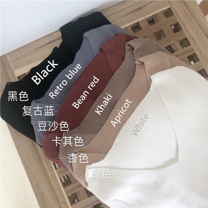 Áo Croptop Dệt Kim Nữ Tay Ngắn Cổ Chữ V 4 Màu | BigBuy360 - bigbuy360.vn