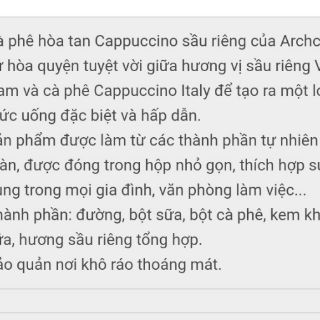 Cafe ARCHCAFÉ CAPUCCINO DURIAN Sầu Riêng