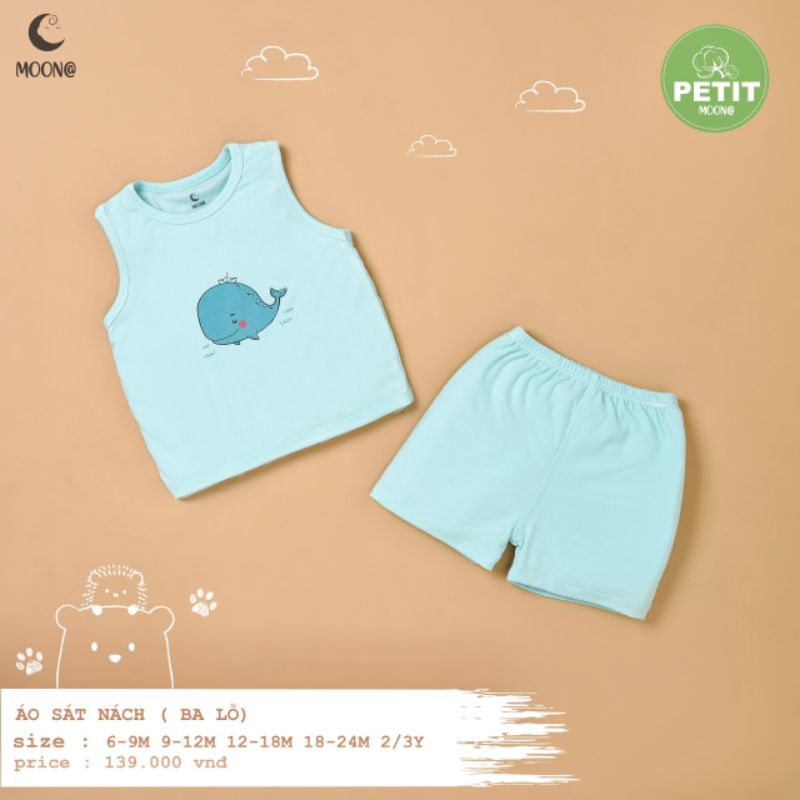 Moon -  Bộ ba lỗ Moon vải petit mềm mát cho bé từ 6-16kg