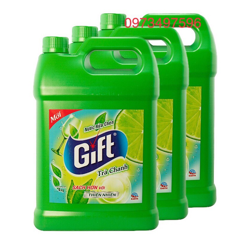 [Mới] Nước Rửa Chén Bát Gift Trà Chanh Can 4kg Siêu To