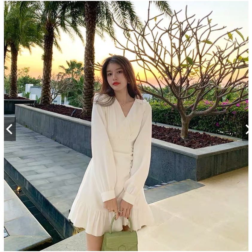 Váy Đi Dự Tiệc Cưới Sang Trọng SANJOLI Đầm Công Sở Trẻ Trung Nhún Eo Ôm Body Thiết Kế Vải Lụa Thun, Màu Trắng Đen VD016 | BigBuy360 - bigbuy360.vn