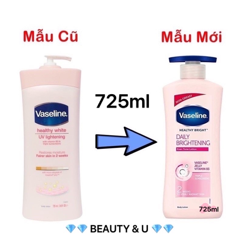 [MẪU MỚI] SỮA DƯỠNG THỂ VASELINE MỸ HEALTHY WHITE UV LIGHTENING 725ML HEALTHY BRIGHT DAILY BRIGHTENING EVEN TONE LOTION