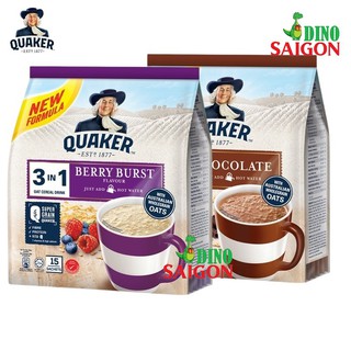 Combo 2 gói Thức Uống Yến Mạch Quaker 3in1 Vị Chocolate và Vị Dâu Berry
