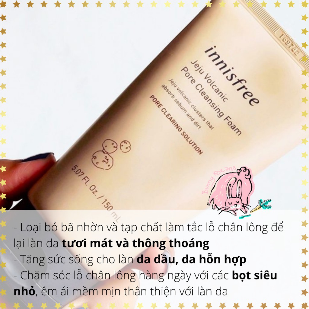 [CHUẨN HÀN] Sữa Rửa Mặt Tro Núi Lửa Innisfree Volcanic Pore Cleansing Foam 150ml (Shop Bunny Beans)