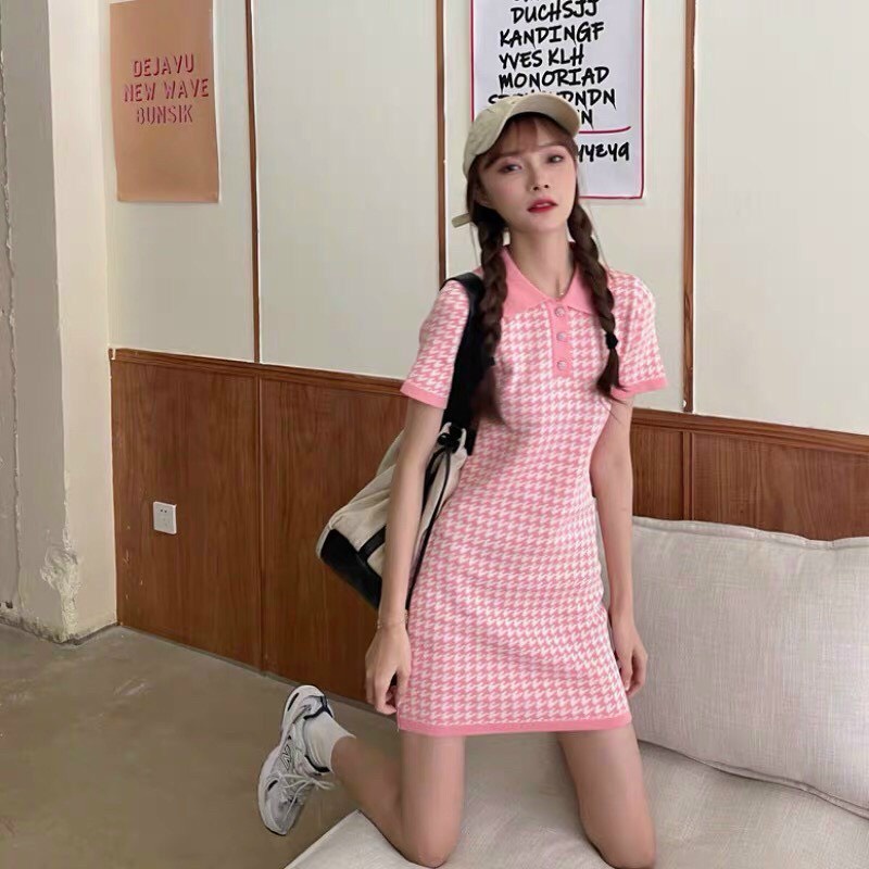 ĐẦM LEN SUÔNG CARO CỔ BẺ [TNT Shop Bigsize 60Kg 90Kg] | BigBuy360 - bigbuy360.vn