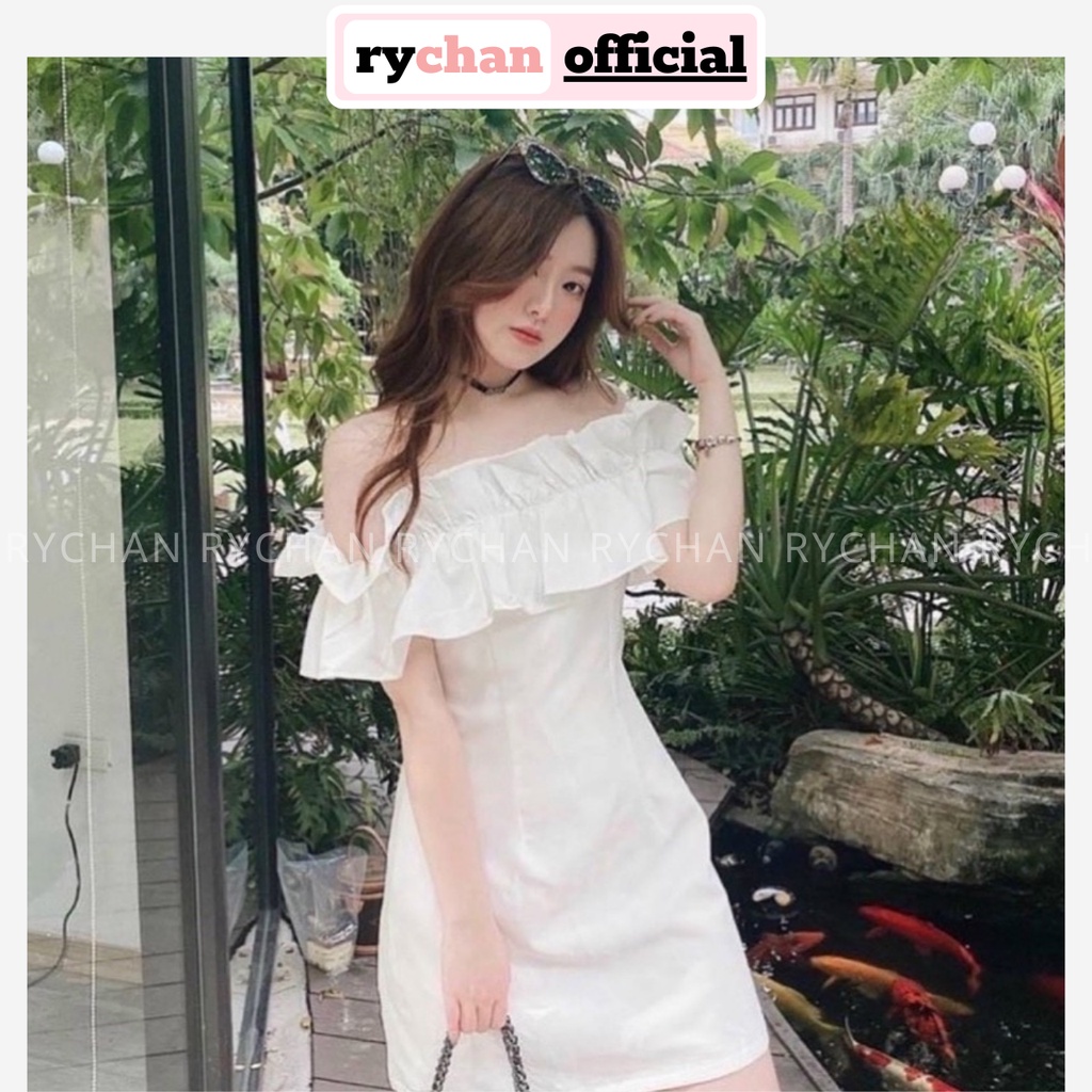 Đầm Nữ Dự Prom Phối Bèo Trễ Vai Form Ngắn Bo Eo Thanh Lịch Nữ Tính Màu Trắng [ẢNH THẬT CUỐI] - DX9904