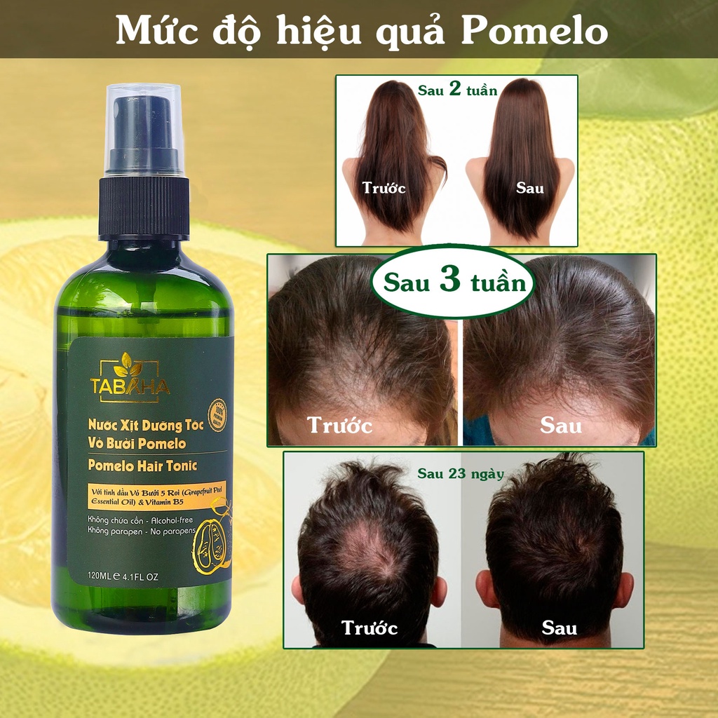 Nước xịt dưỡng tóc tinh dầu vỏ bưởi Tabaha 120ml giảm rụng tóc cho mẹ sau sinh