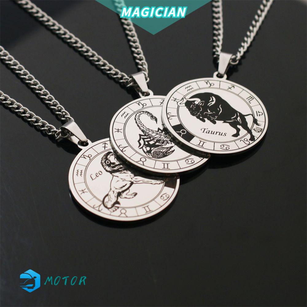 MAGIC Fashion 12 Constellations Jewelry Gift Embossment Collar Necklace Chain Pendant Personality Metal Square Choker Jewelry