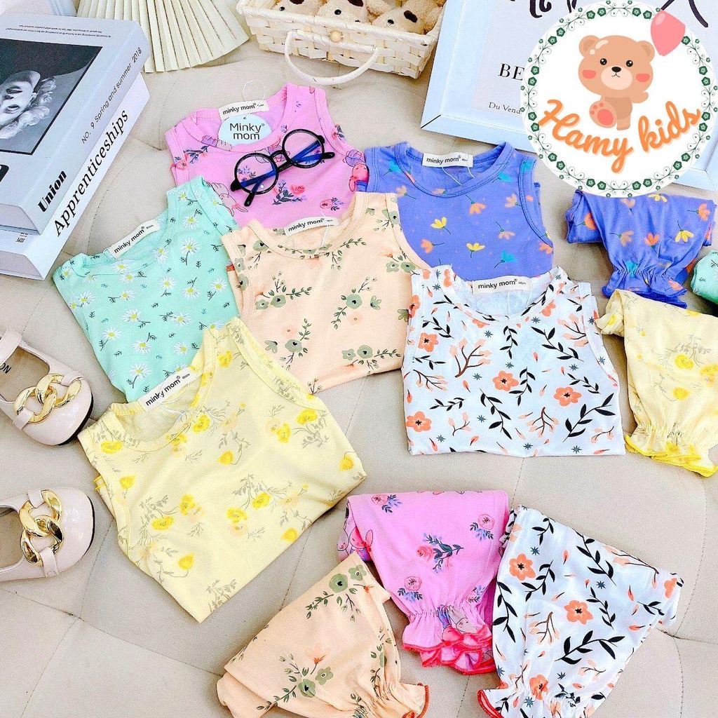 Bộ Ba Lỗ Quần Alibaba Minky Mom Chính Hãng Cho Bé Gái Hoa Nhí in Toàn Thân Thun Lạnh Thoáng Mát Bé Từ 0-5 Tuổi-Hamykids