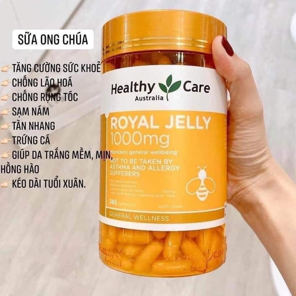 Viên uống Sữa Ong Chúa đẹp da làm chậm lão hóa Healthy Care Royal Jelly 365 viên Úc [Date 2025]
