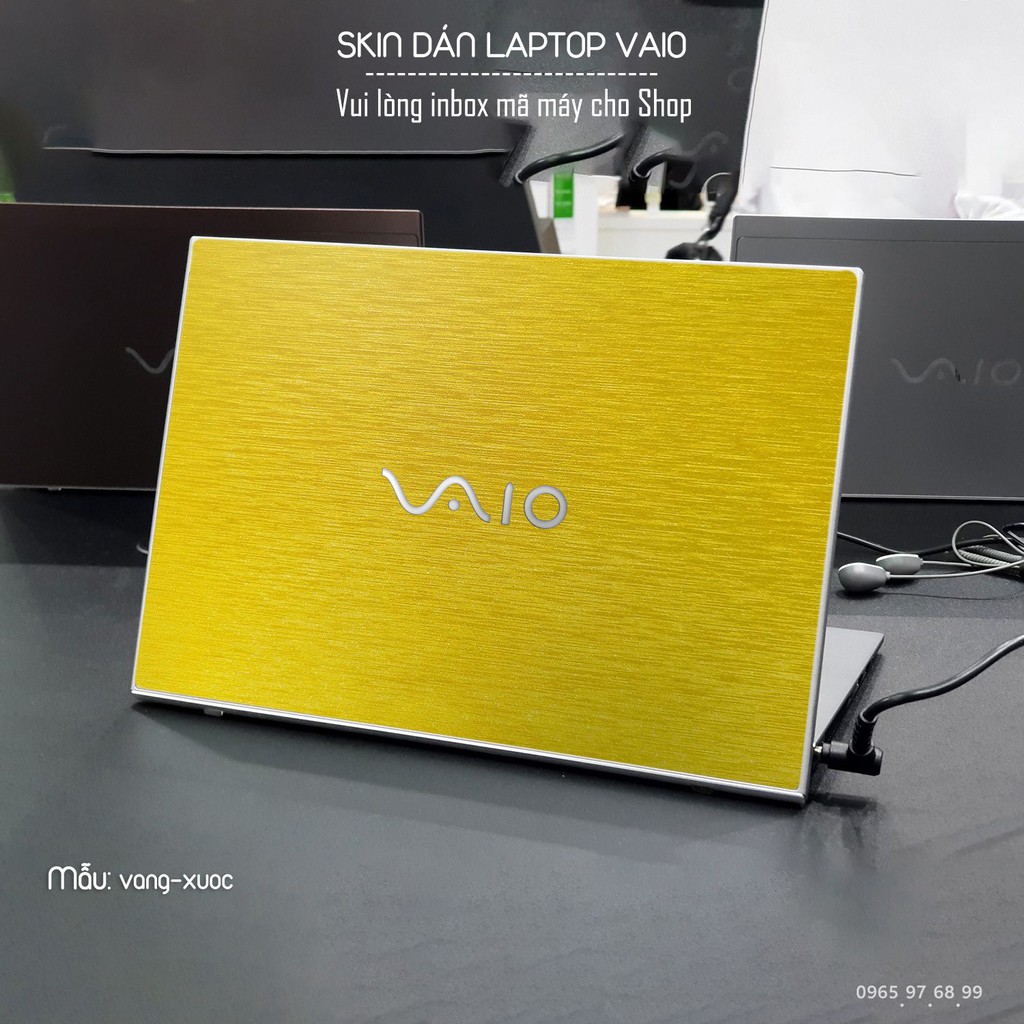 Skin dán Laptop Sony Vaio màu vàng xước (inbox mã máy cho Shop)