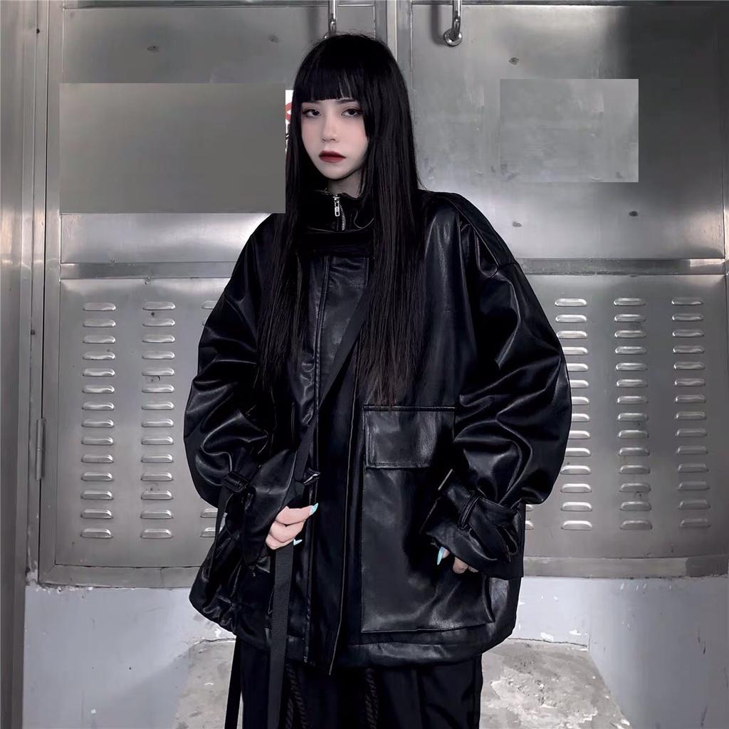 Áo Khoác Da Túi Hộp To PEONYB Nữ [FREESHIP] 🌸 Jacket form rộng tay bồng, sweater cổ cao phối đai cá tính Ulzzang 🌸 | BigBuy360 - bigbuy360.vn