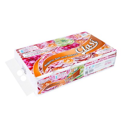 giấy mylan - giấy vệ sinh clasi hoa hồng 4 lớp chiết xuất 100% bột gỗ thông nguyên chất (12 cuộn/ 1.7kg/ xách)
