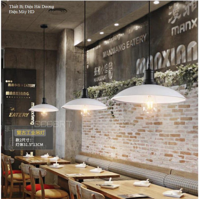 Chao đèn thả trang trí hình đĩa TN021 (Trắng) - Tặng kèm bóng led 3w - Energy Green Lighting - Bảo hành 12 tháng