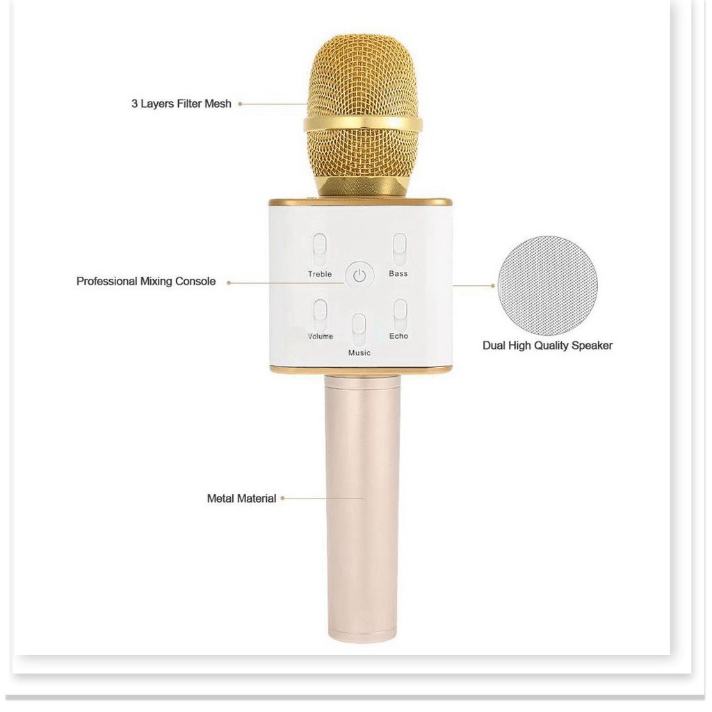 Micro Karaoke Kèm Loa Bluetooth Q7 - Hát Hay Giá Rẻ