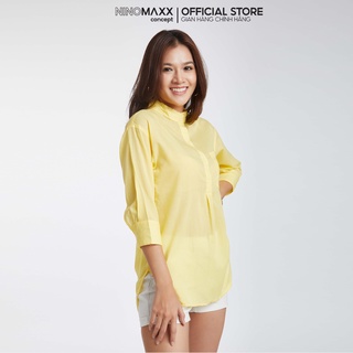 Ninomaxx Áo Sơ Mi Nữ Tay Lửng cổ trụ 1903027