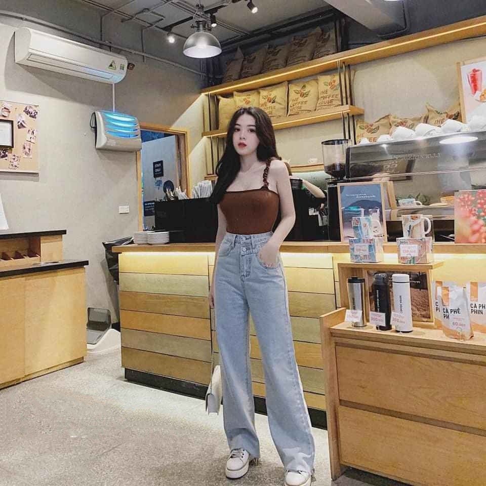 ÁO 2 DÂY BÈO CROPTOP NÂU HOT