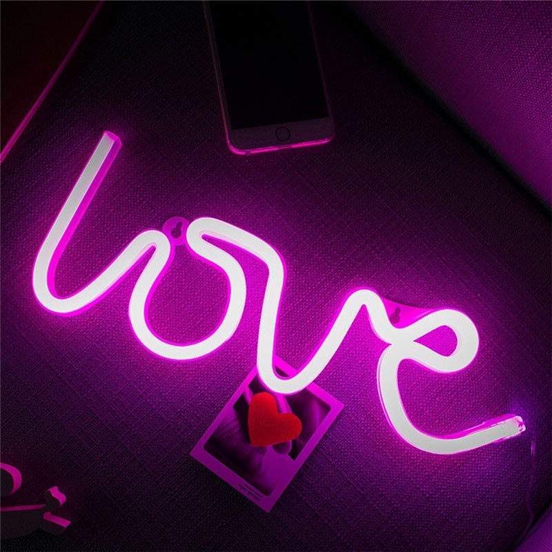 LOVE Đèn LED Neon chiếu sáng đêm trang trí giáng sinh Hình dạng tình yêu Cầu hôn Lời tỏ tình Ngày lễ tình nhân Đèn trang trí ngày lễ