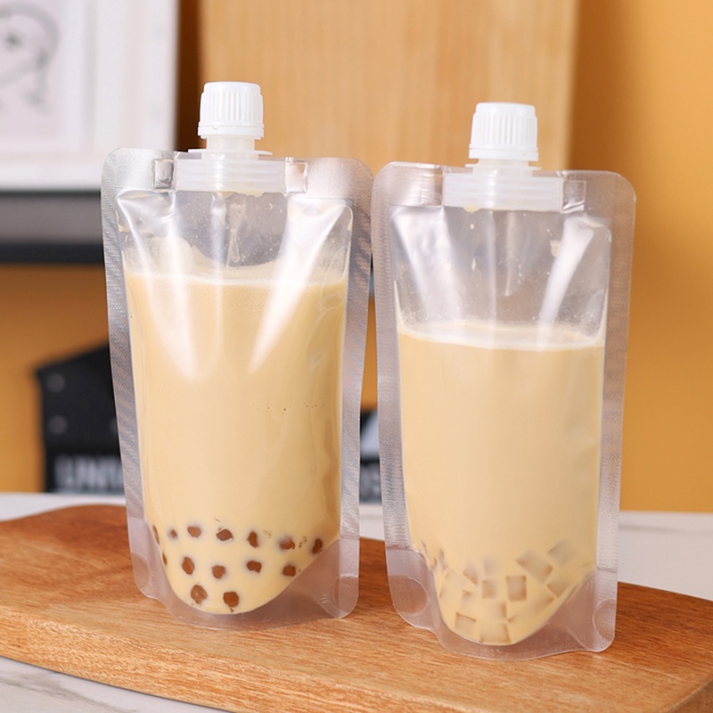 Túi Nhựa Trong Suốt Nhiều Ngăn Đựng Đồ Uống/Cà Phê/Nước Ép Có Giá Đỡ