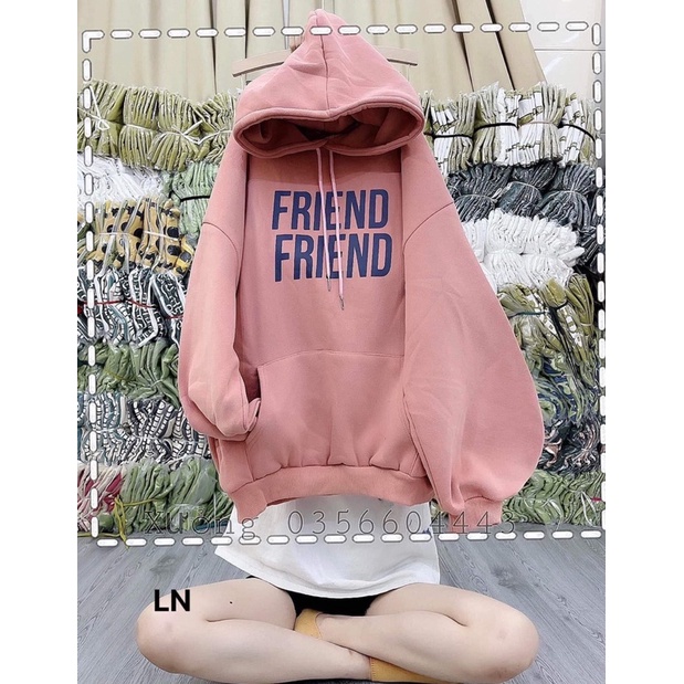 Áo hoddi nỉ mũ 2 lớp tay bồng from rộng