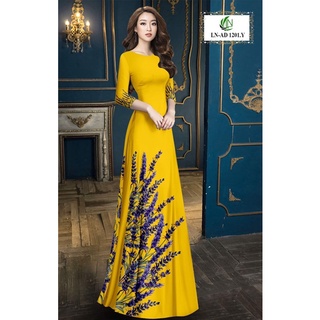 Vải may áo dài in 3D hoa Oải Hương