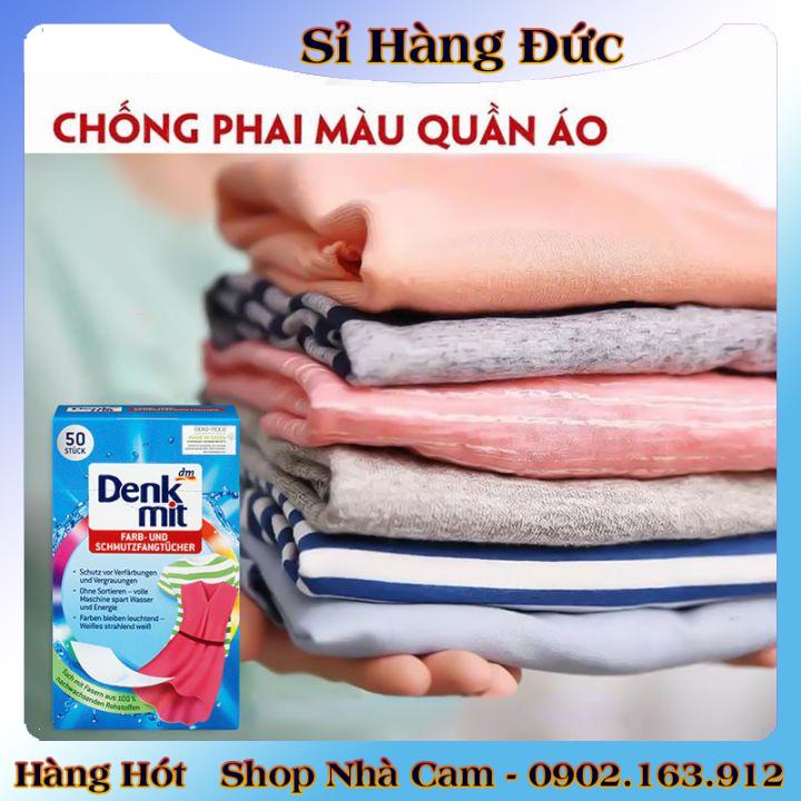 Giấy tẩy trắng quần áo, bột tẩy trắng, bánh xà phòng cổ áo và giáy chống phai màu Denkmit  của Đức