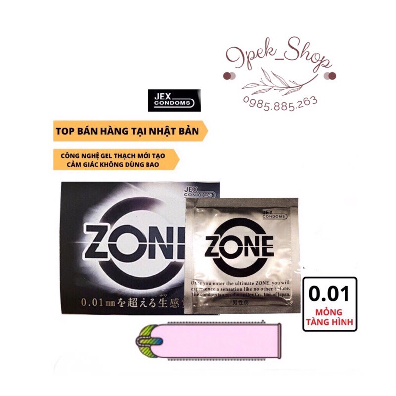 Bao cao su JEX ZONE siêu mỏng trơn 0,01mm- Hộp 1 Pcs - Ipek_Shop