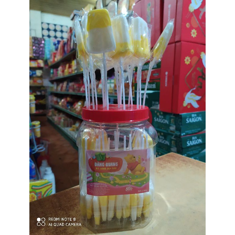 Lọ 50 que kẹo mút hình que kem cực ngon