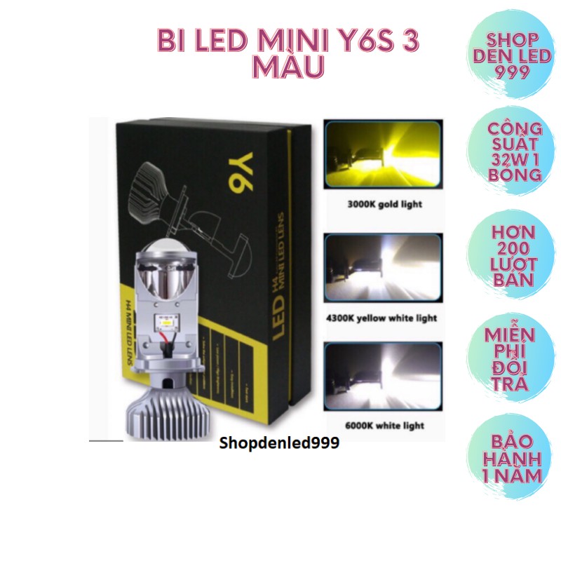 Đèn Pha LED Y6D Y6S/AES Bi Cầu Mini Chân H4 Công Xuất 37w Lắp Ô tô, Xe Máy