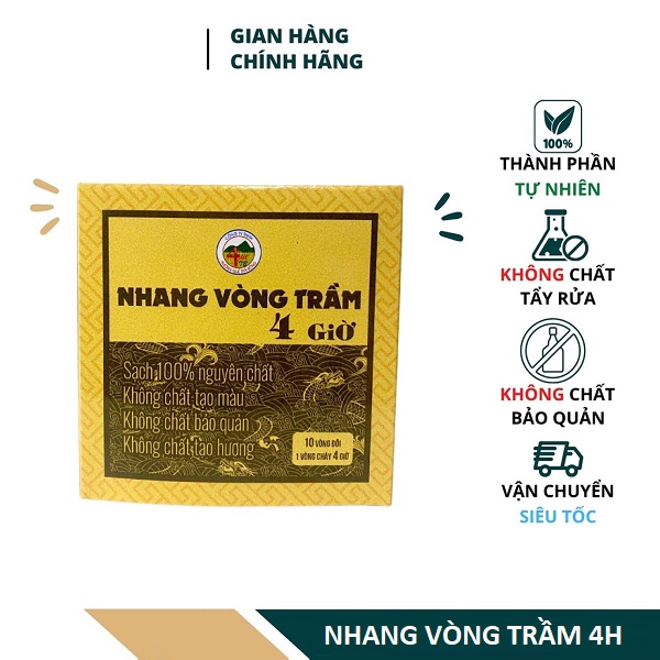 Nhang Vòng Trầm Hương Sạch 4 Giờ Hương Quế Trà Bồng ( Hộp 10 vòng đôi )