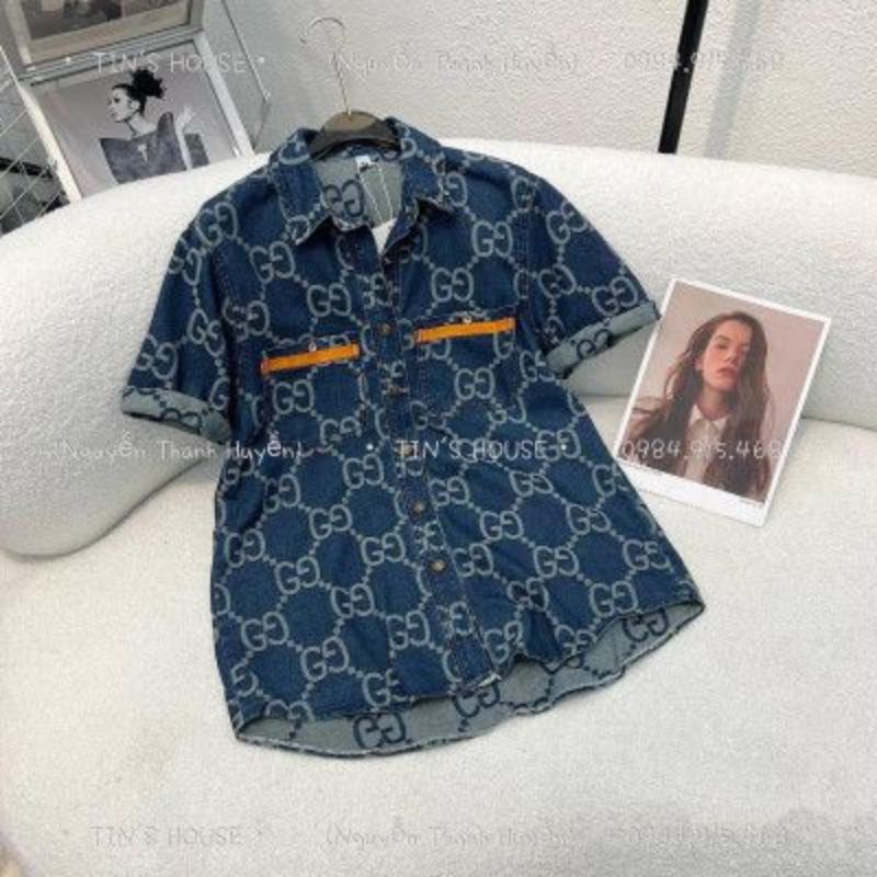 Áo Sơ Mi Jeans Nữ Ngắn Tay Công Sở Đi Học ,Sơ Mi Bò Họa Tiết Tay Lỡ Form Rộng Khuy Bấm Phong Cách Ulzzang Ms.A304A8u