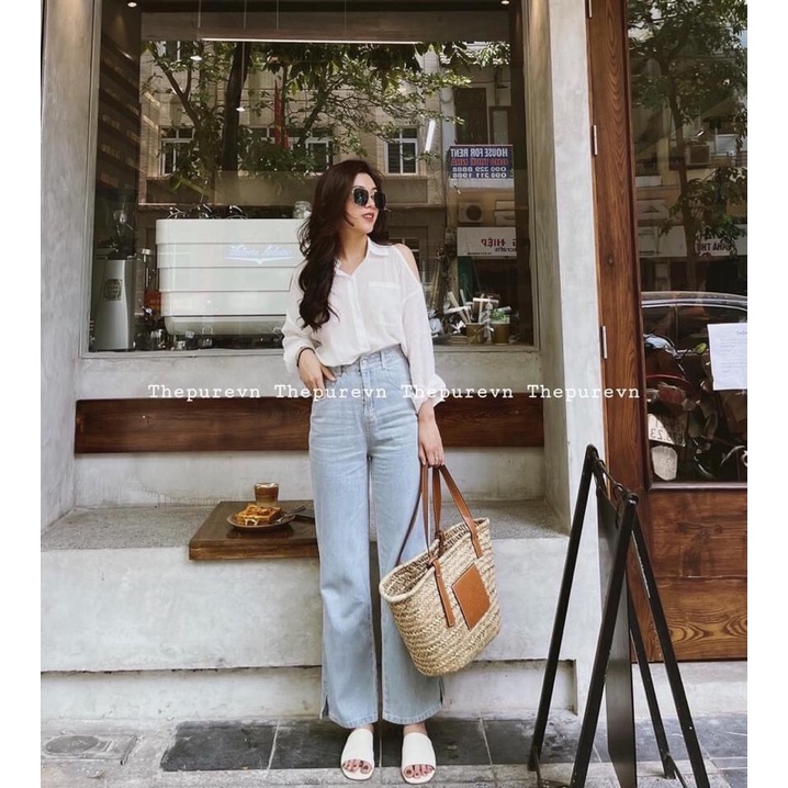 ⚡️KHOÉT VAI⚡️Áo sơ mi đũi tằm khoét vai màu trắng