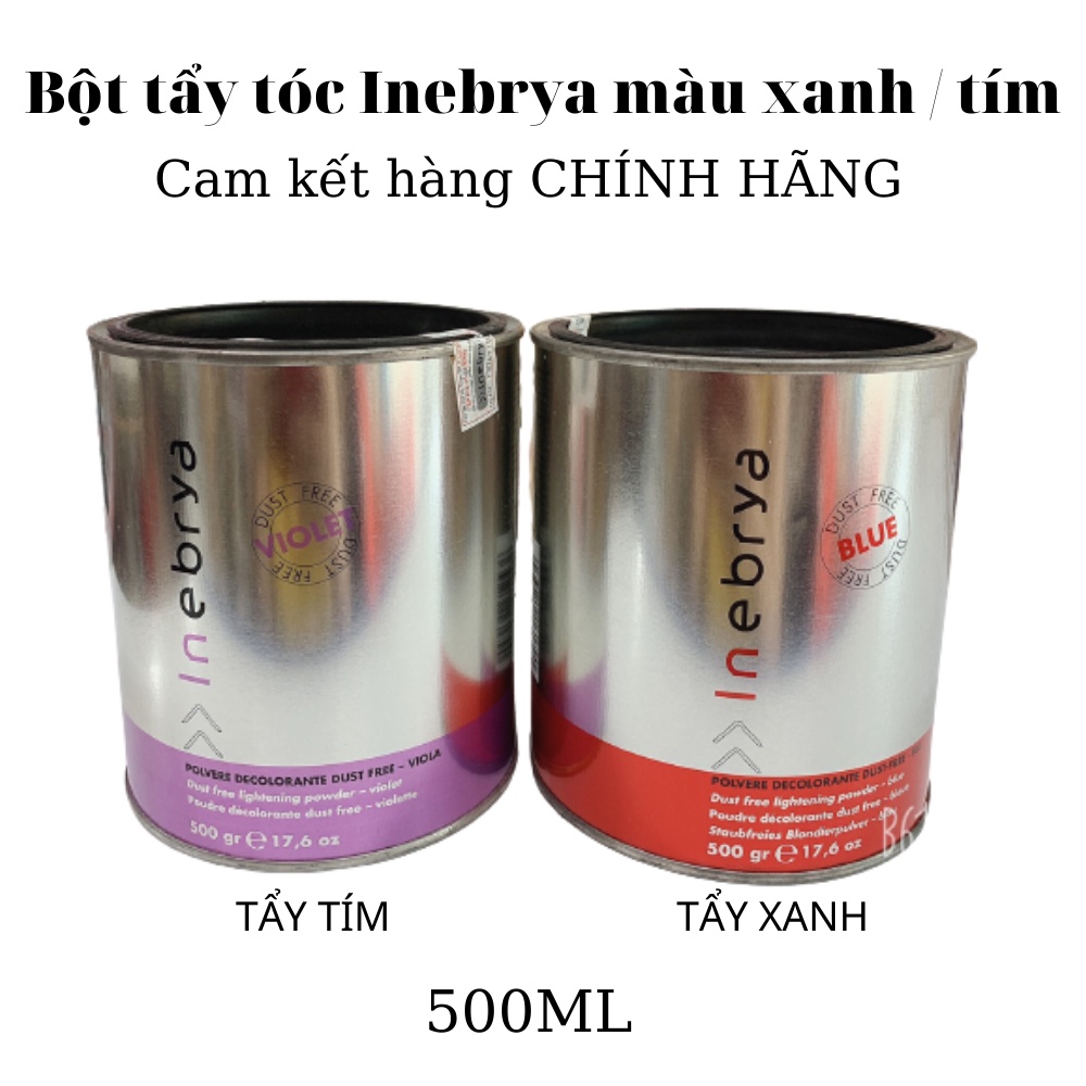 [inebrya] Bột tẩy tóc Inebrya màu xanh / tím 500gr chính hãng