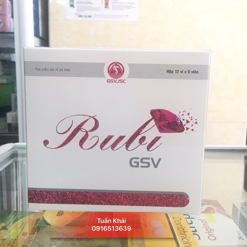 Rubi GSV - Viên Uống Đẹp Da, Sạm Da, Nám Da, Bổ Sung Vitamin, Cho Da Mụn, Trắng Da - Hộp 60 viên