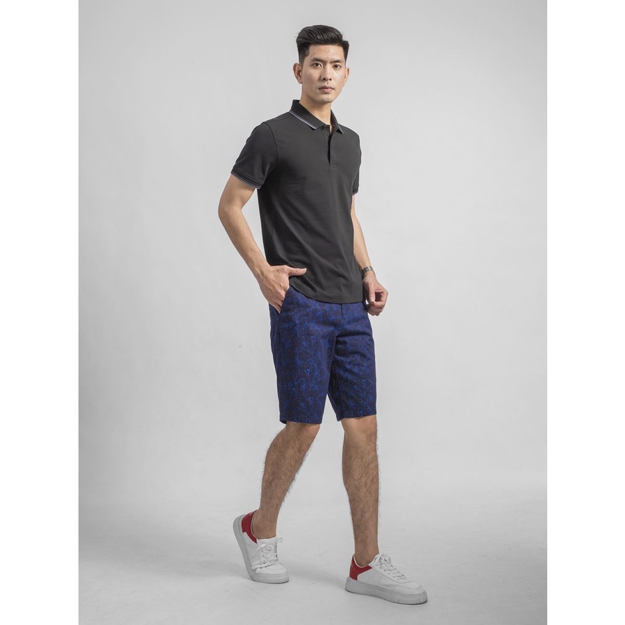 Áo thun polo nam Aristino APS002S9 phông ngắn tay có cổ bẻ dáng suông màu đen trơn phối viền cổ trắng vải CVC cao cấp