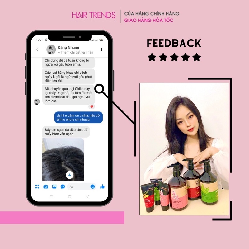 Dầu xả collagen tinh dầu hoa mẫu đơn Chiko siêu mềm mượt k bết dính