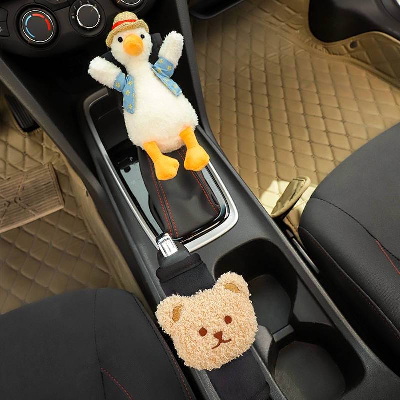 Shift Knob Cover Winter Plush Gear Shift Knob Cover Block Sleeve Handbrake Sleeve Car Gear Set Automatic Manual Gear Universal smeq