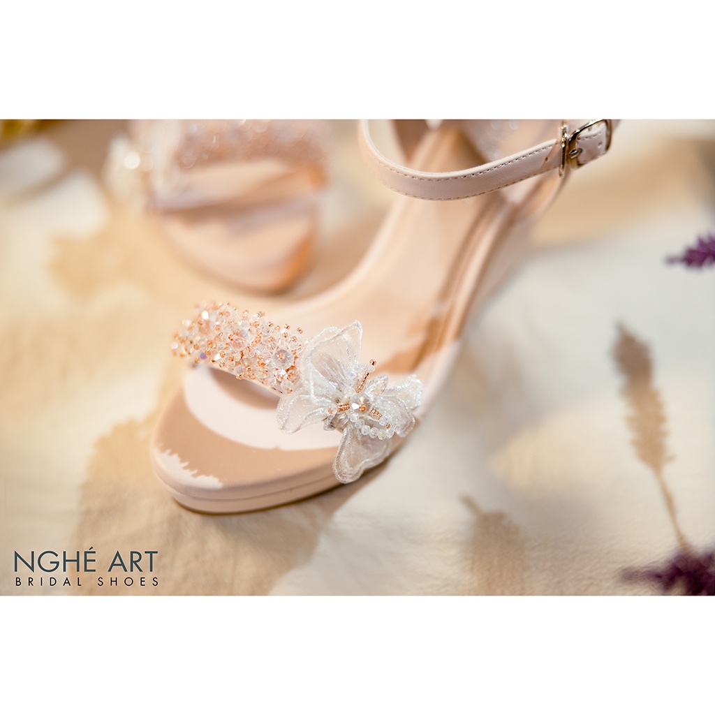 Giày cô dâu Nghé Art đế xuồng 387 nude