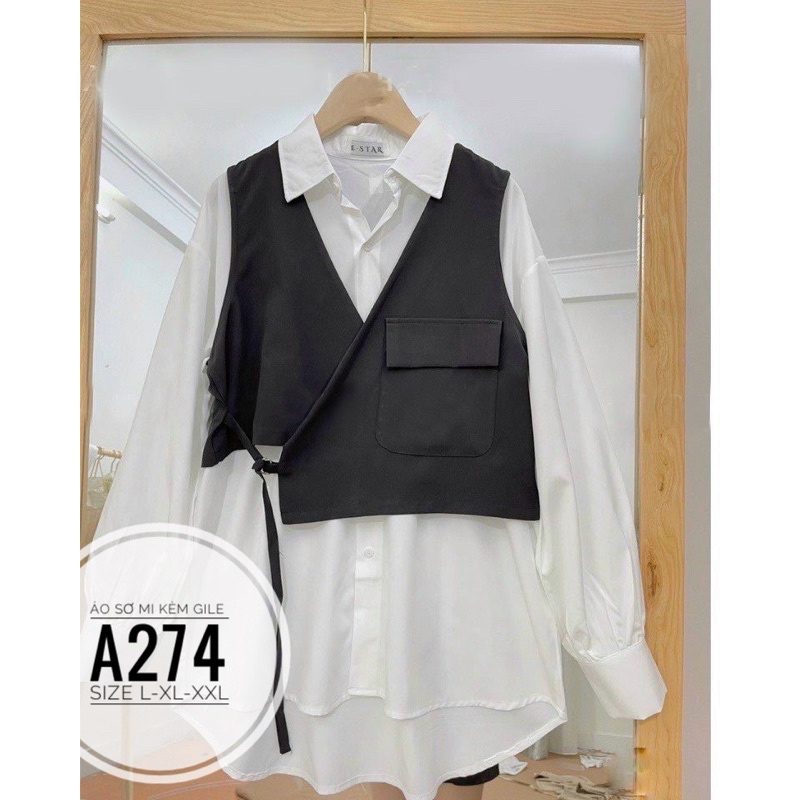 BIGSIZE Áo sơ mi kèm gile A274 | BigBuy360 - bigbuy360.vn