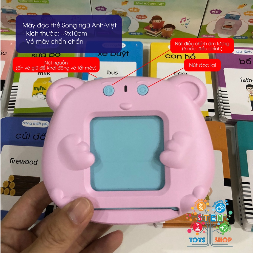 [Ảnh Thật] Máy Đọc Thẻ Flashcard Song Ngữ Anh Việt Thông Minh Đồ Chơi Giáo Dục Montessori Cho Bé