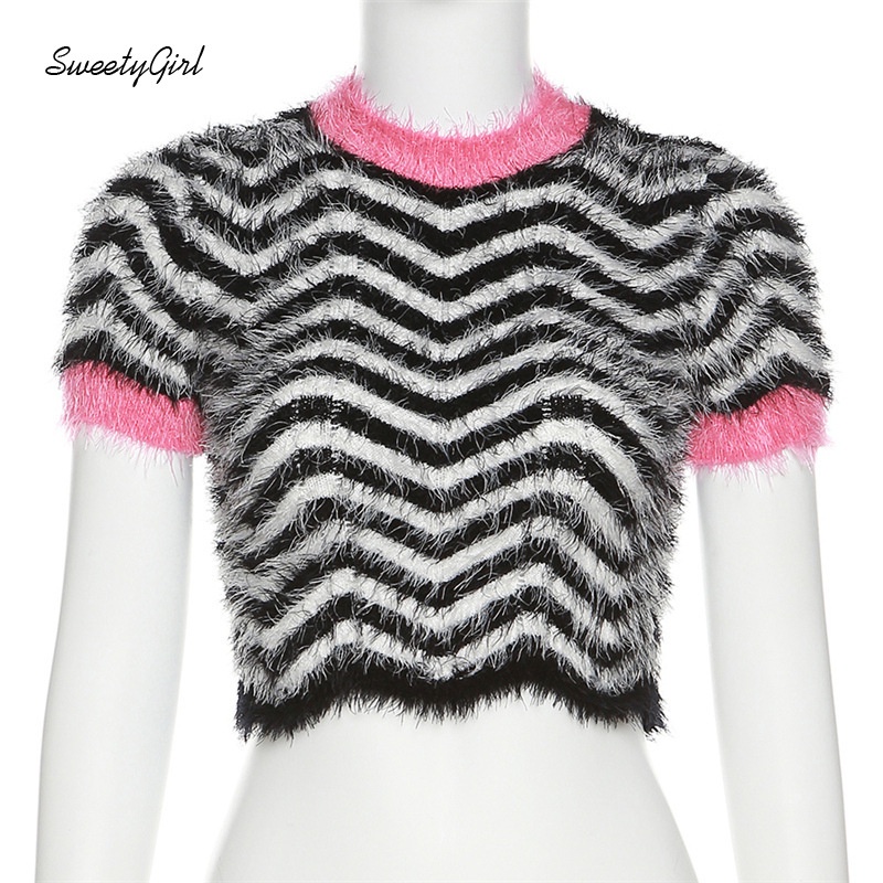 Áo Thun Ngắn Tay Cổ Tròn Họa Tiết Kẻ Sọc Thời Trang Cho Nữ 2022