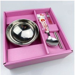 Bộ Chén Ăn Kèm Muỗng Đũa Hello Kitty & Đôrêmon