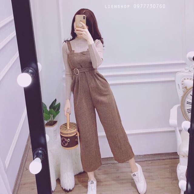 Set quần yếm nhung tăm kèm áo ( hết hàng)