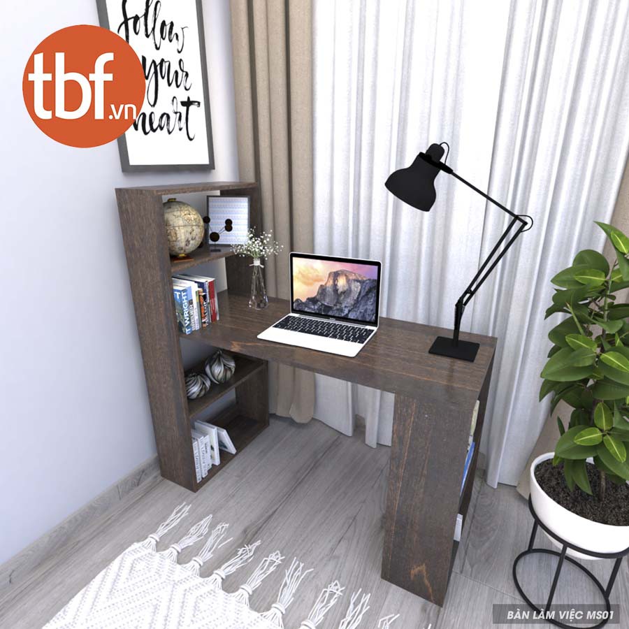 Bàn học kết hợp với kệ sách kích thước 120x50cm