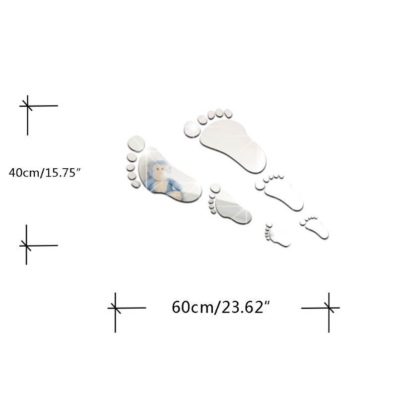 Đề Can Acrylic Tráng Gương Hình Dấu Chân Dán Tường Trang Trí Nhà Cửa DIY